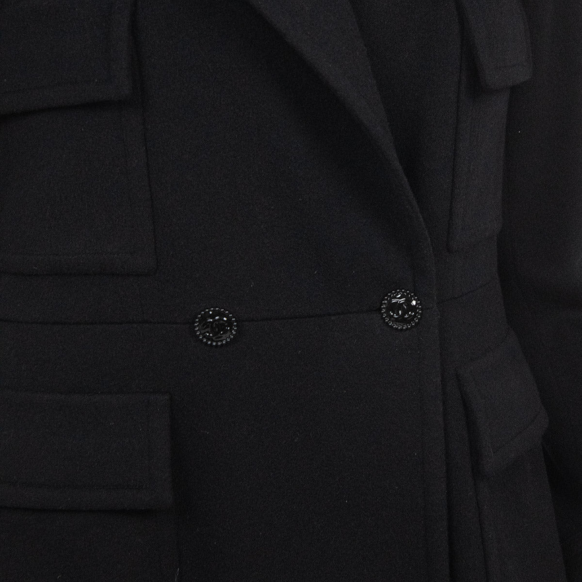 Chanel Black Cashmere Military Jacket Size L | FR 42