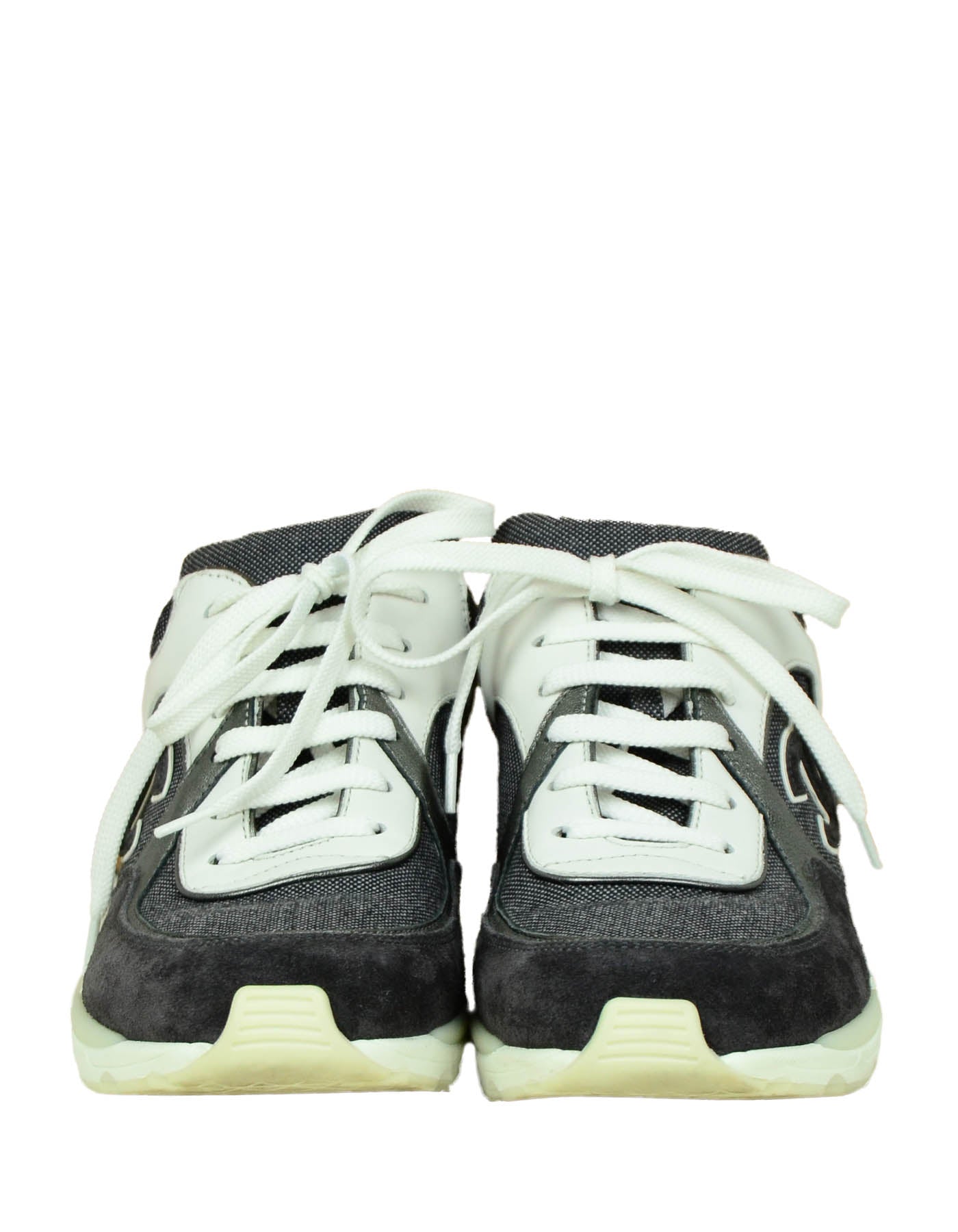 Chanel Black/White CC Trainers Sneakers sz 38