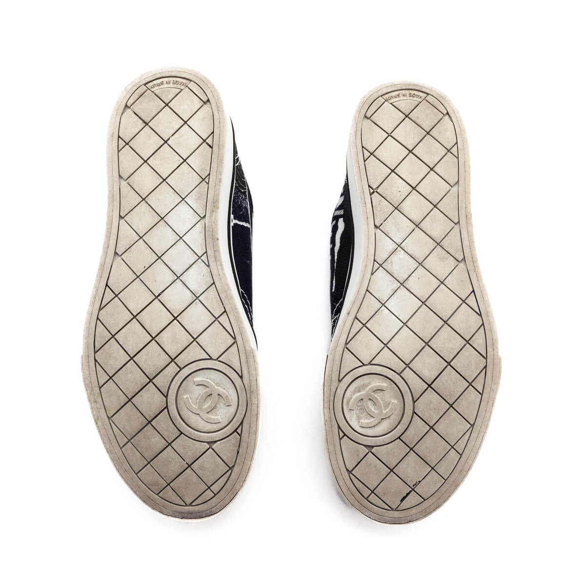 Chanel Black & White Canvas Printed Low Top Sneakers Size US 6.5 | EU 36.5
