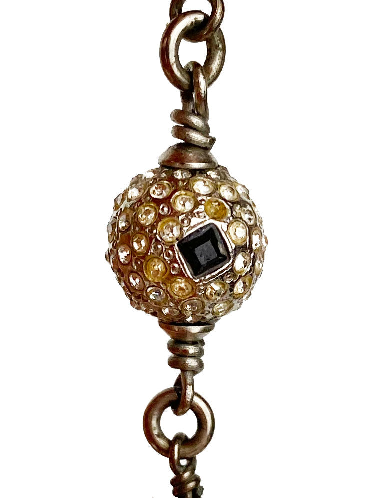 Chanel CC Crystal & Pearl Ball Drop Earrings