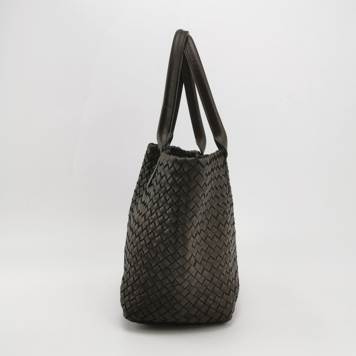 Bottega Veneta Cabat Small Dark Chocolate Brown Intreccio Leather Tote Bag