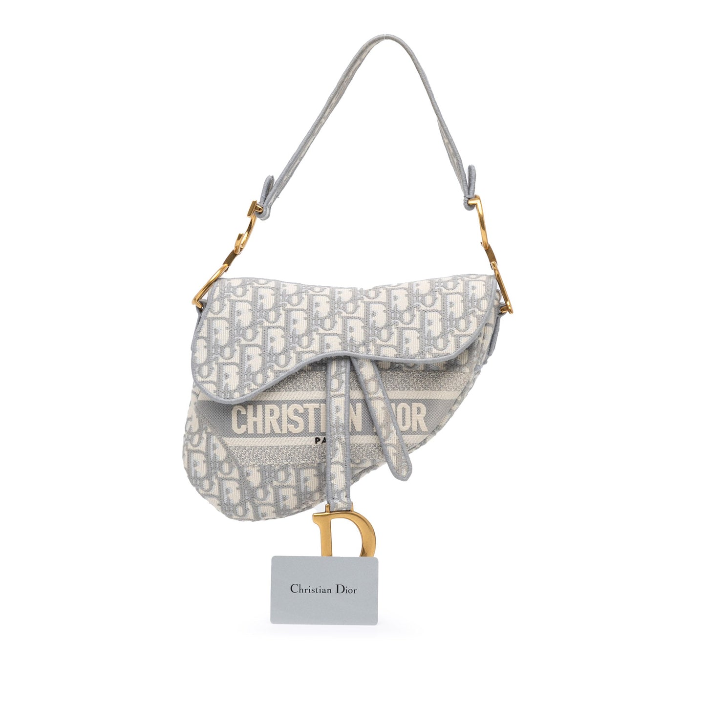 Oblique Embroidered Canvas Saddle Bag