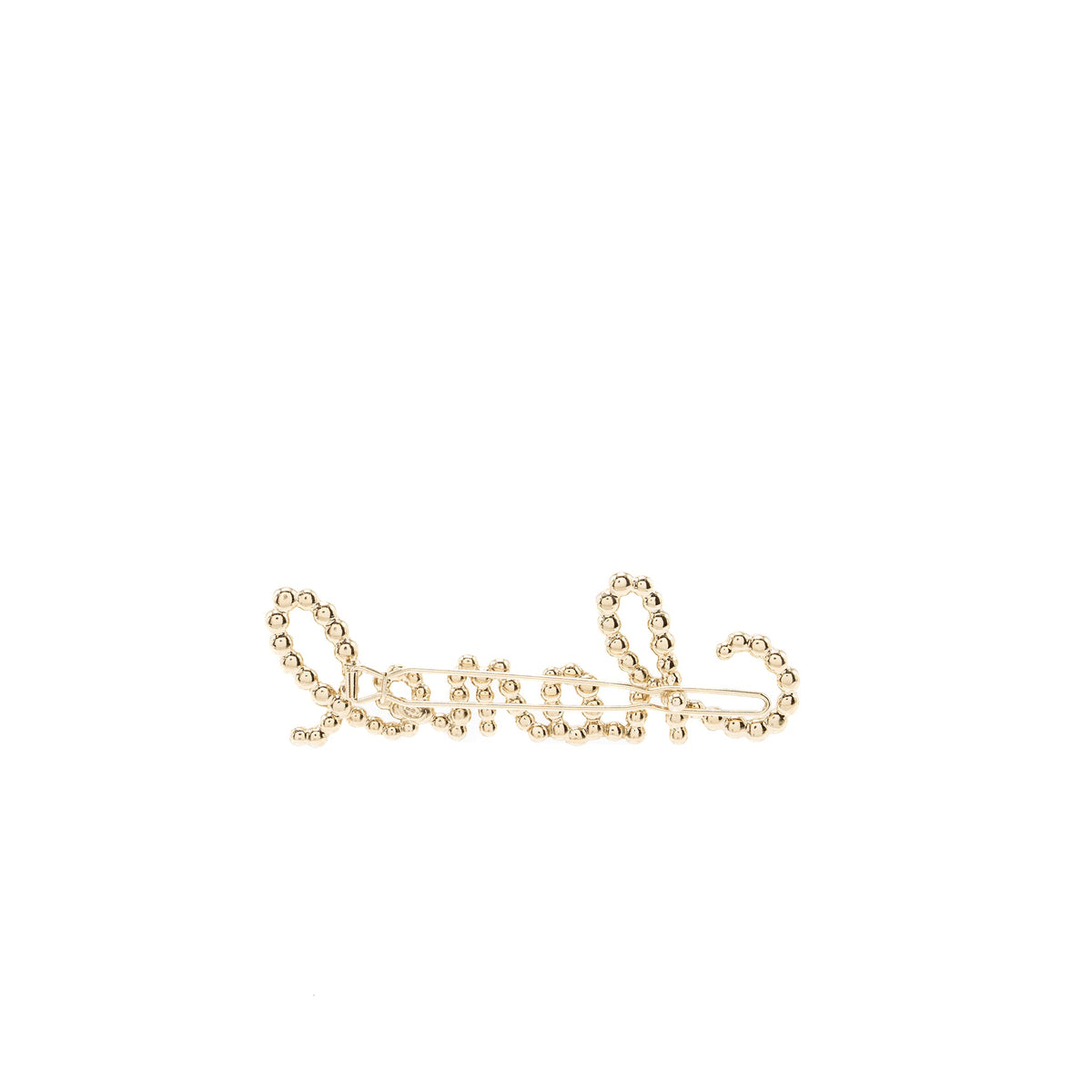 Chanel Letter crystal and pearl hair clip light gold tone