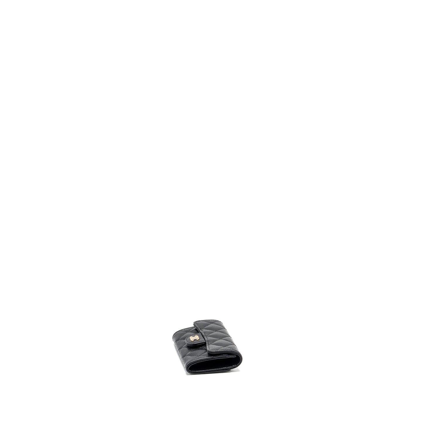 Chanel classic flap card holder caviar black GHW (microchip)