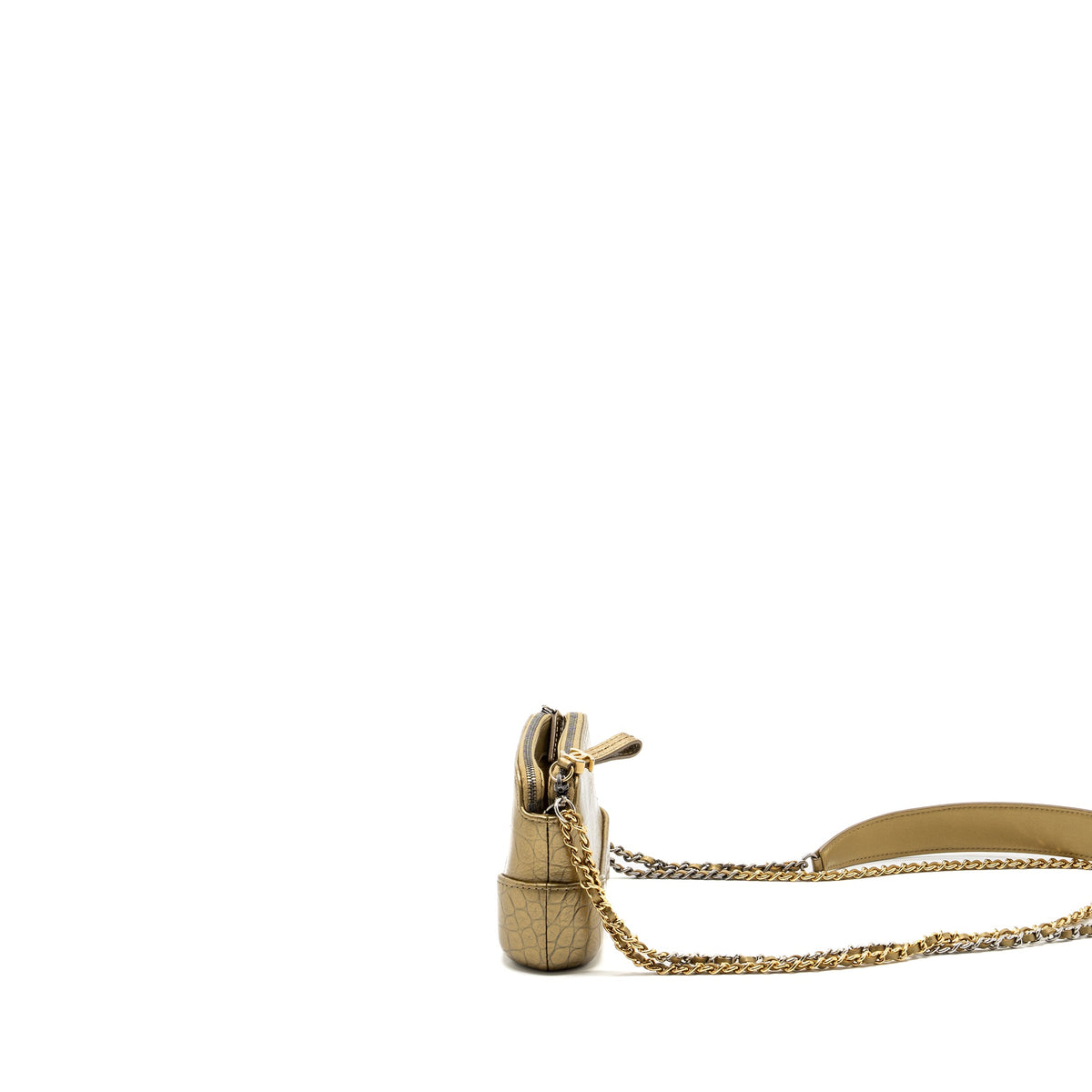 Chanel Gabrielle Double Zip Clutch On Chain Crocodile-Embossed Calfskin Gold Multicolour Hardware