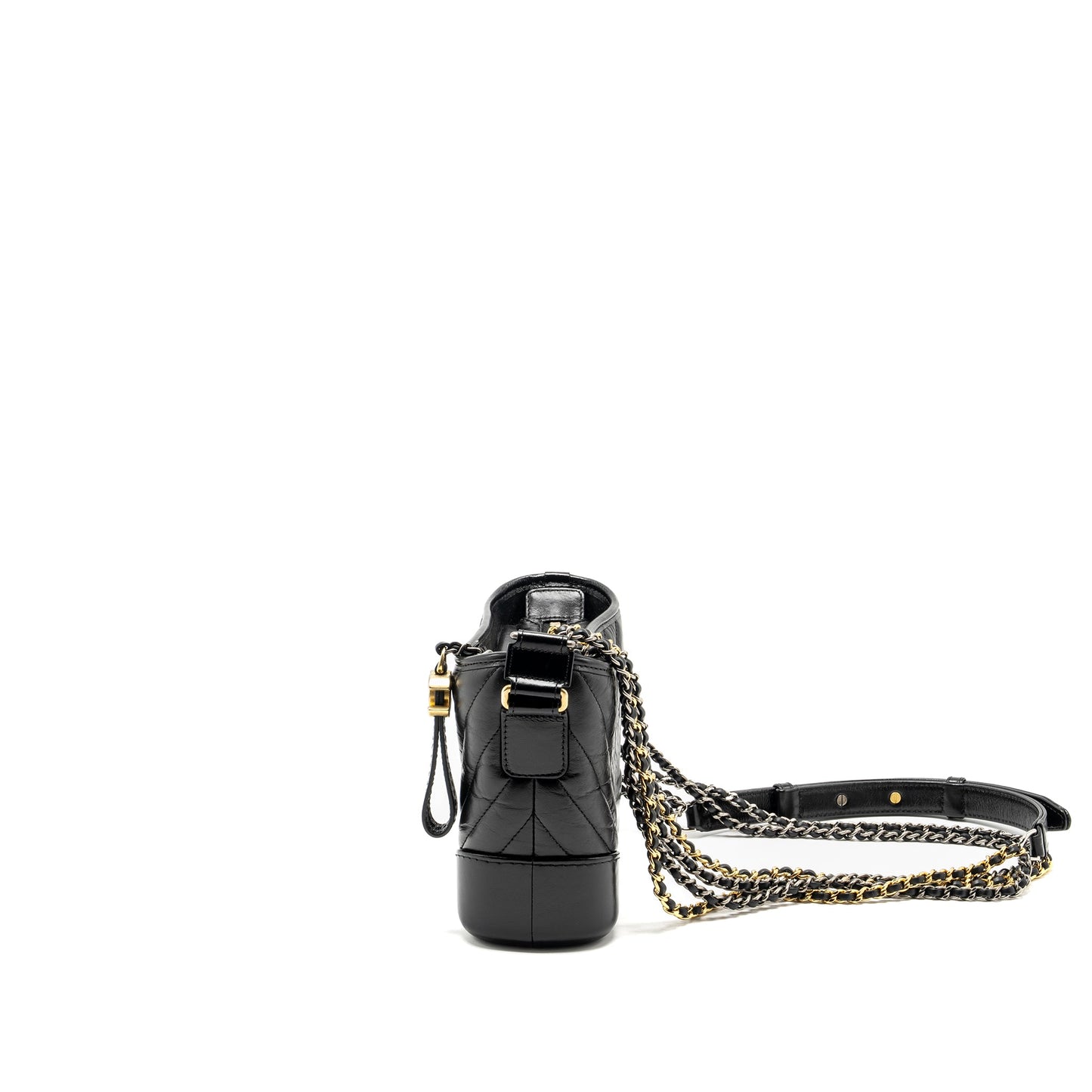 Chanel Small Gabrielle Hobo Bag Chevron Aged Calfskin Black Multicolour Hardware