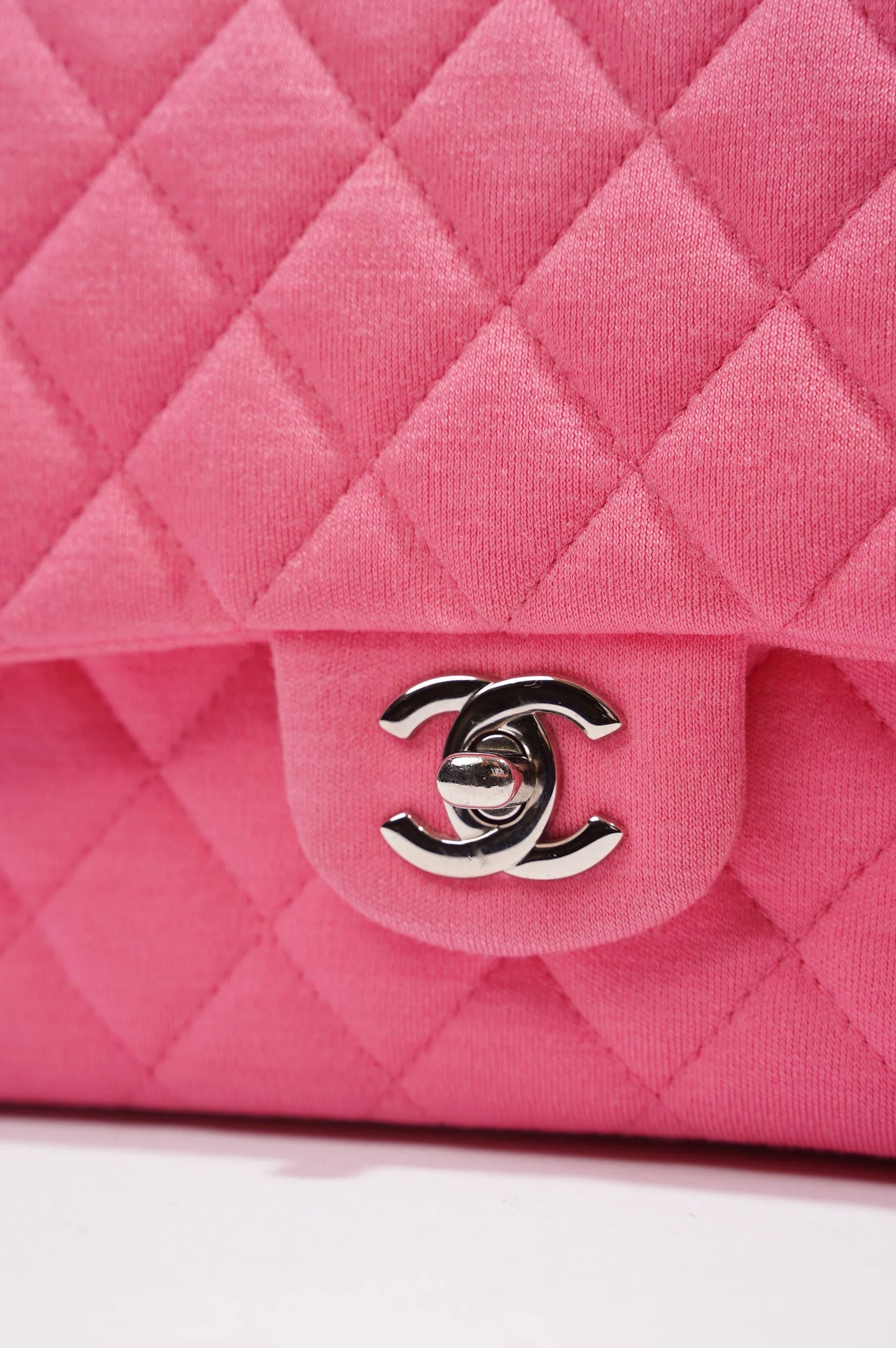 Pink Fabric Double Medium Flap Bag