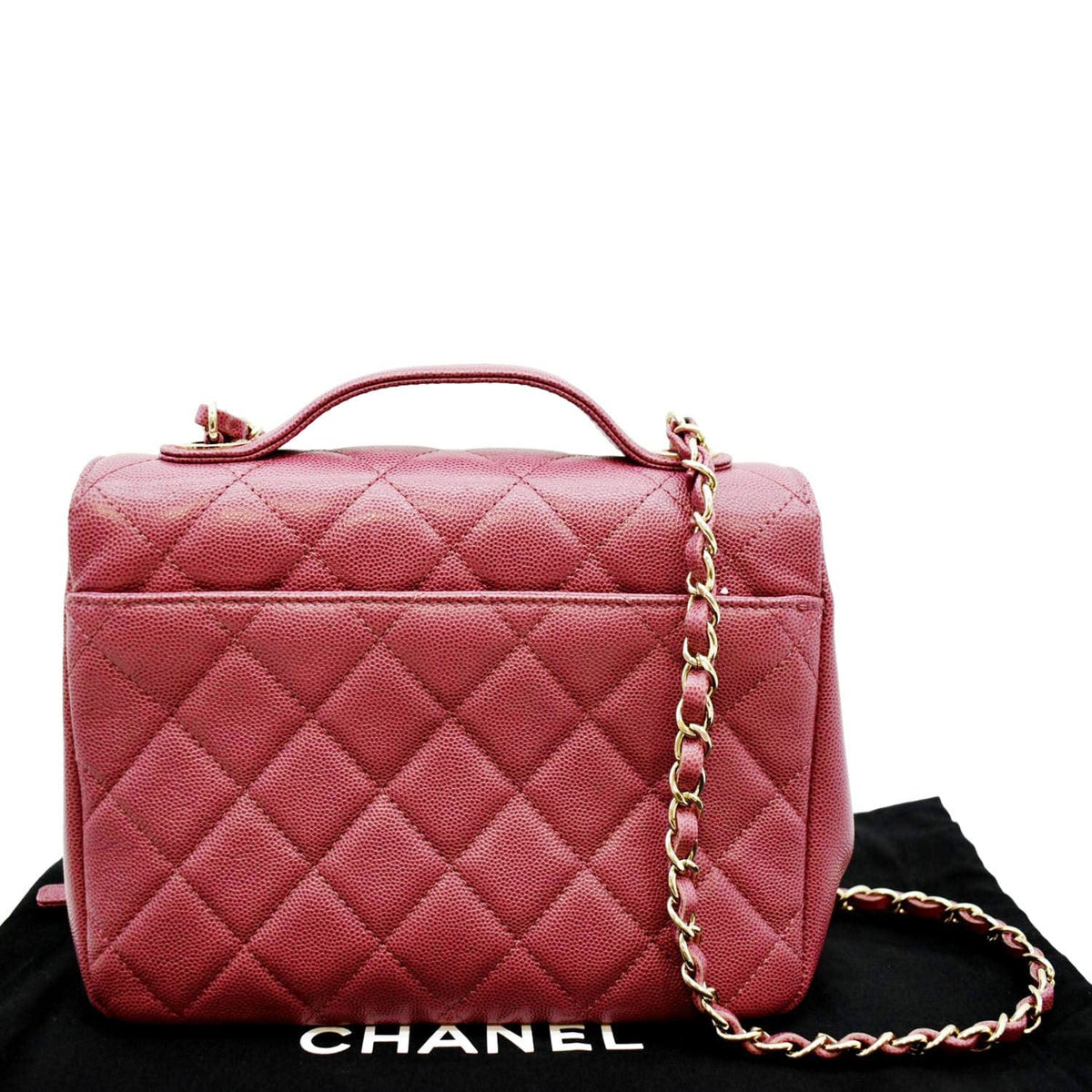 Chanel Business Affinity Medium Flap Quilted Caviar Shoulder Bag Pink