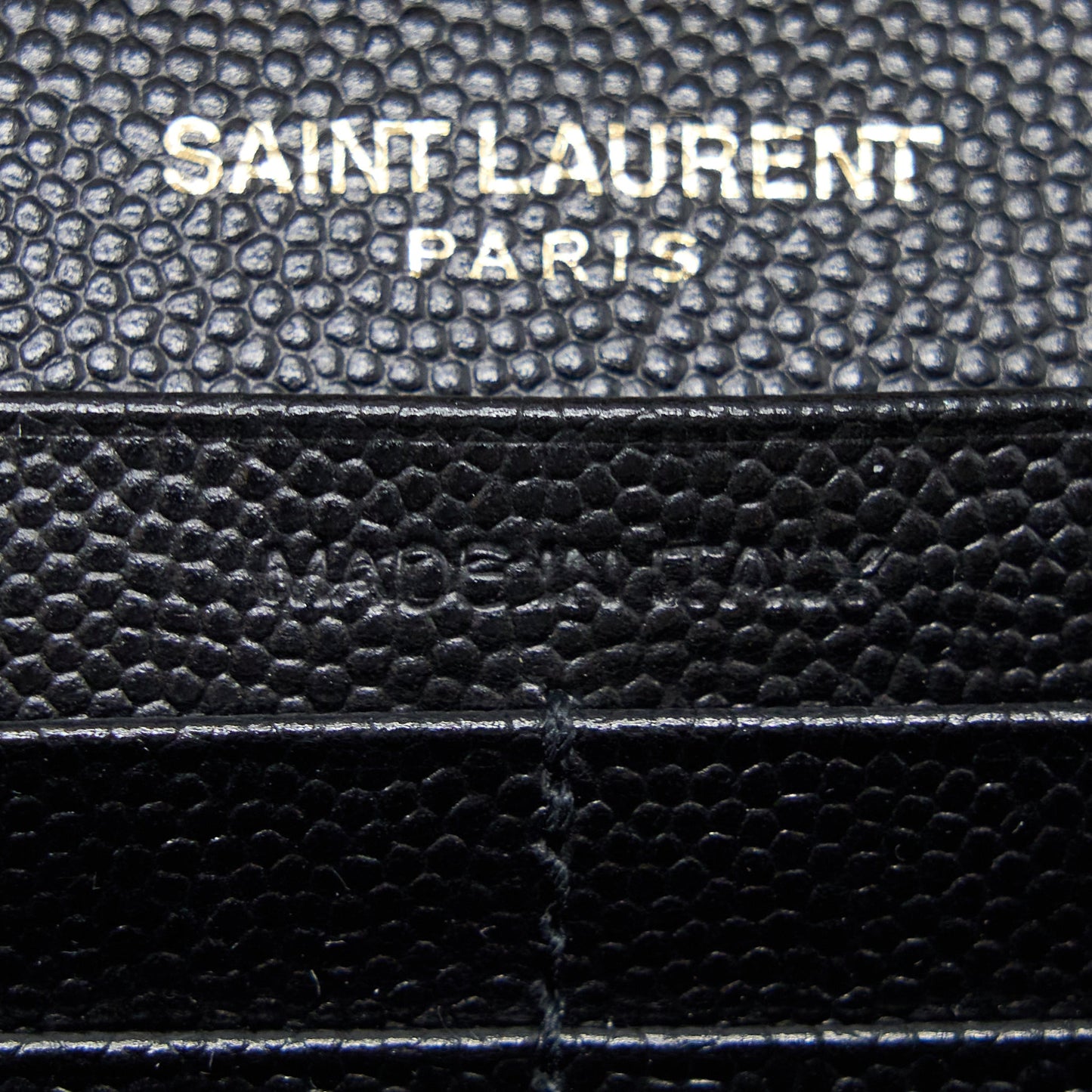 Saint Laurent Wallet On Chain Grained Calfskin Black GHW