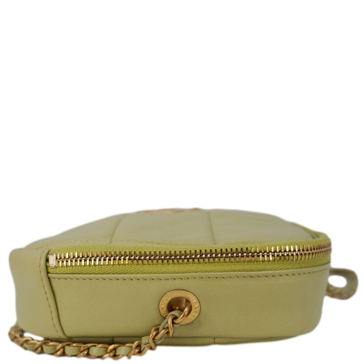 Chanel Diamond Quilted Lambskin Leather Coin Purse Chain Crossbody Bag Green