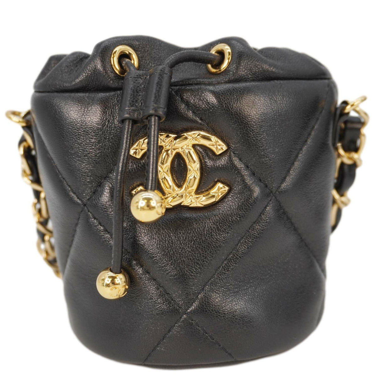 Chanel Coco Mini Leather Bucket Shoulder Bag Black