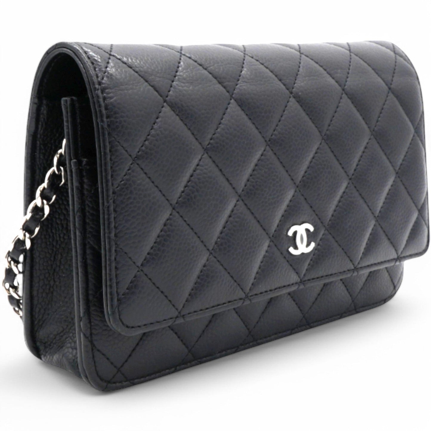 Caviar Quilted Wallet On Chain WOC Black NFC