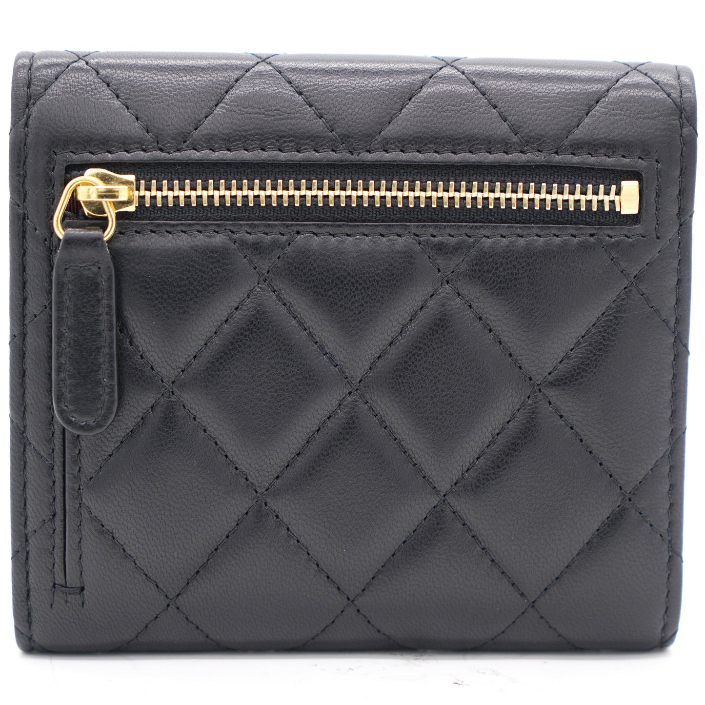 Black Quilted Leather CC Compact Wallet