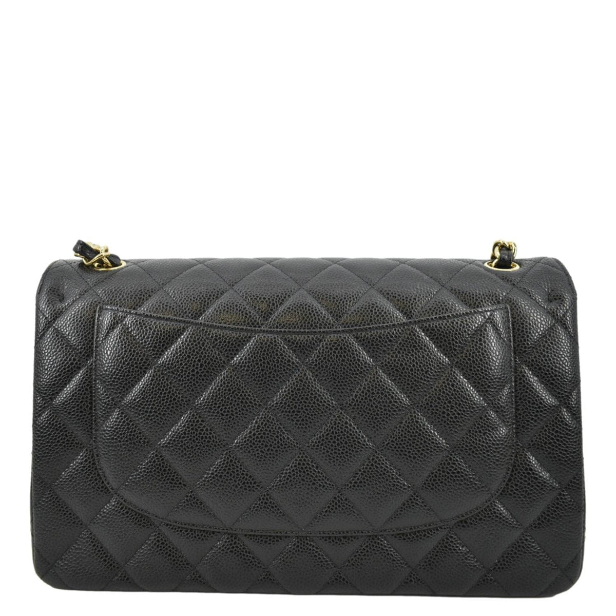 Chanel Classic Jumbo Double Flap Quilted Caviar Leather Crossbody Bag Black