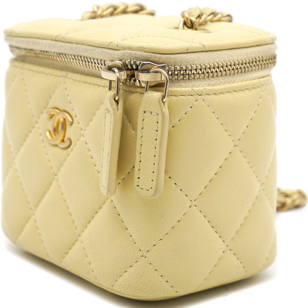 Yellow Quilted Mini Coco Beauty Vanity Case Pearl Crush