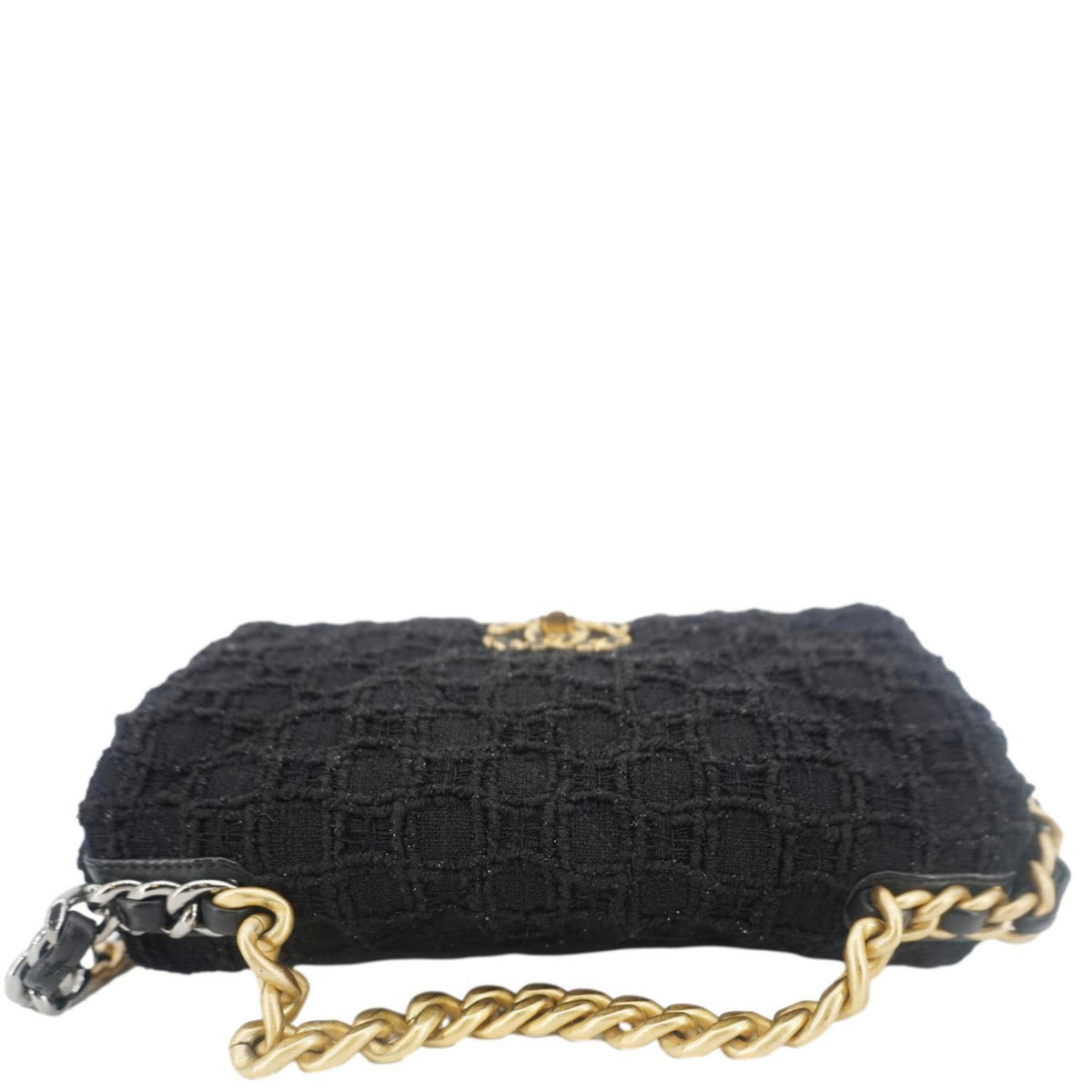 Chanel 19 Flap Medium Tweed Shoulder Bag Black