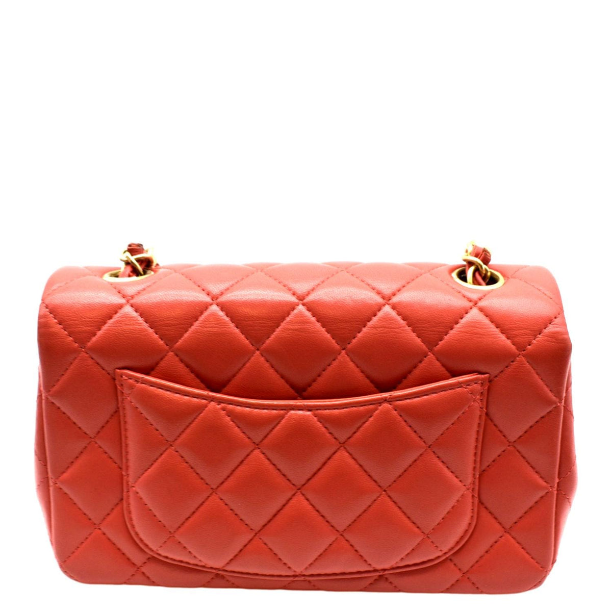 Chanel Mini Rectangular Flap Quilted Leather Crossbody Bag Red