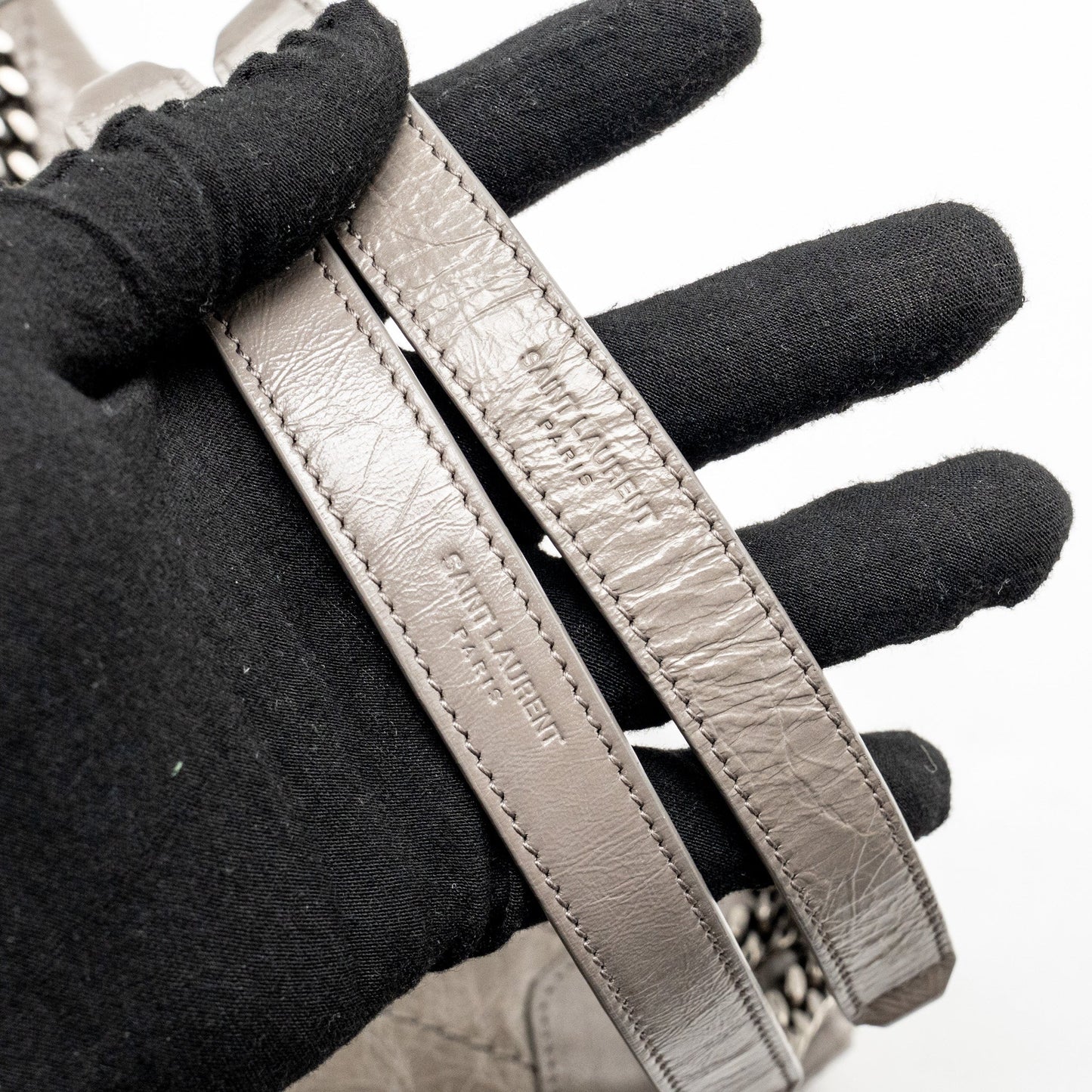 Saint Laurent / YSL Large Niki Bag Calfskin Grey SHW