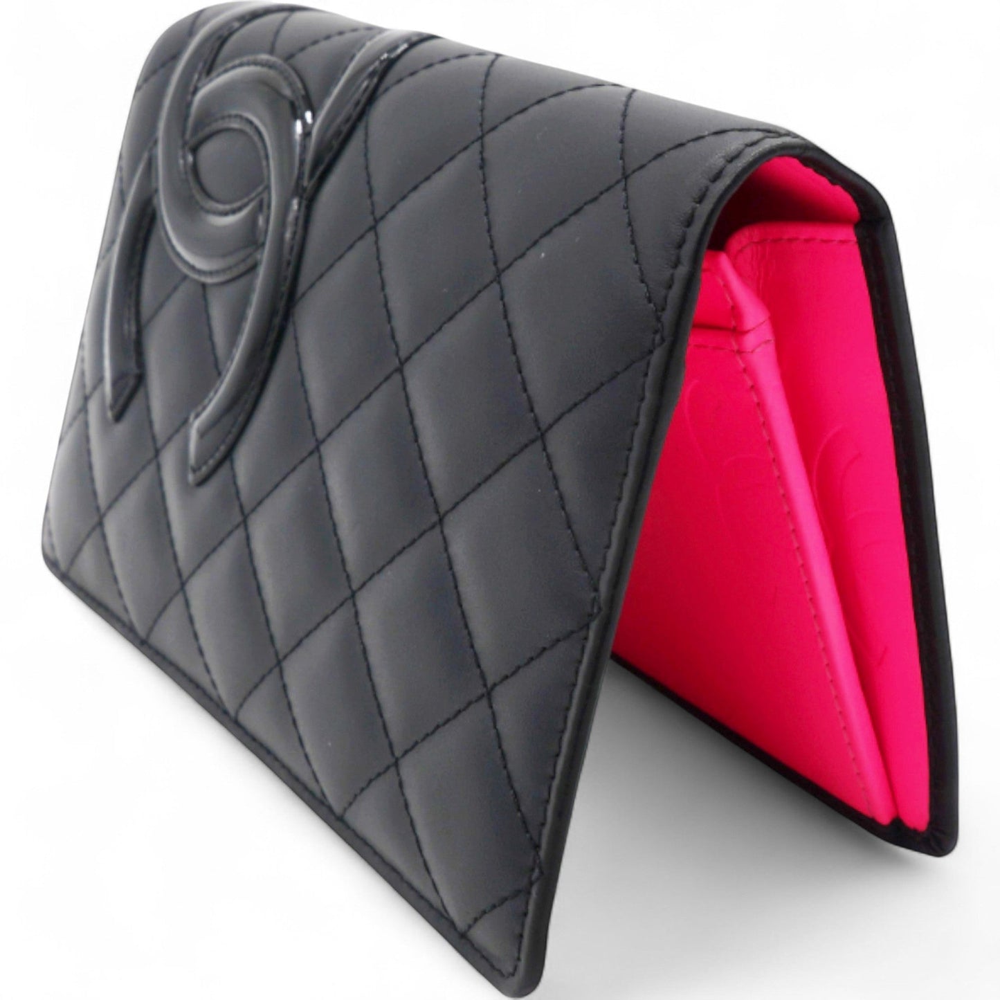 Quilted Cambon Yen Wallet Black