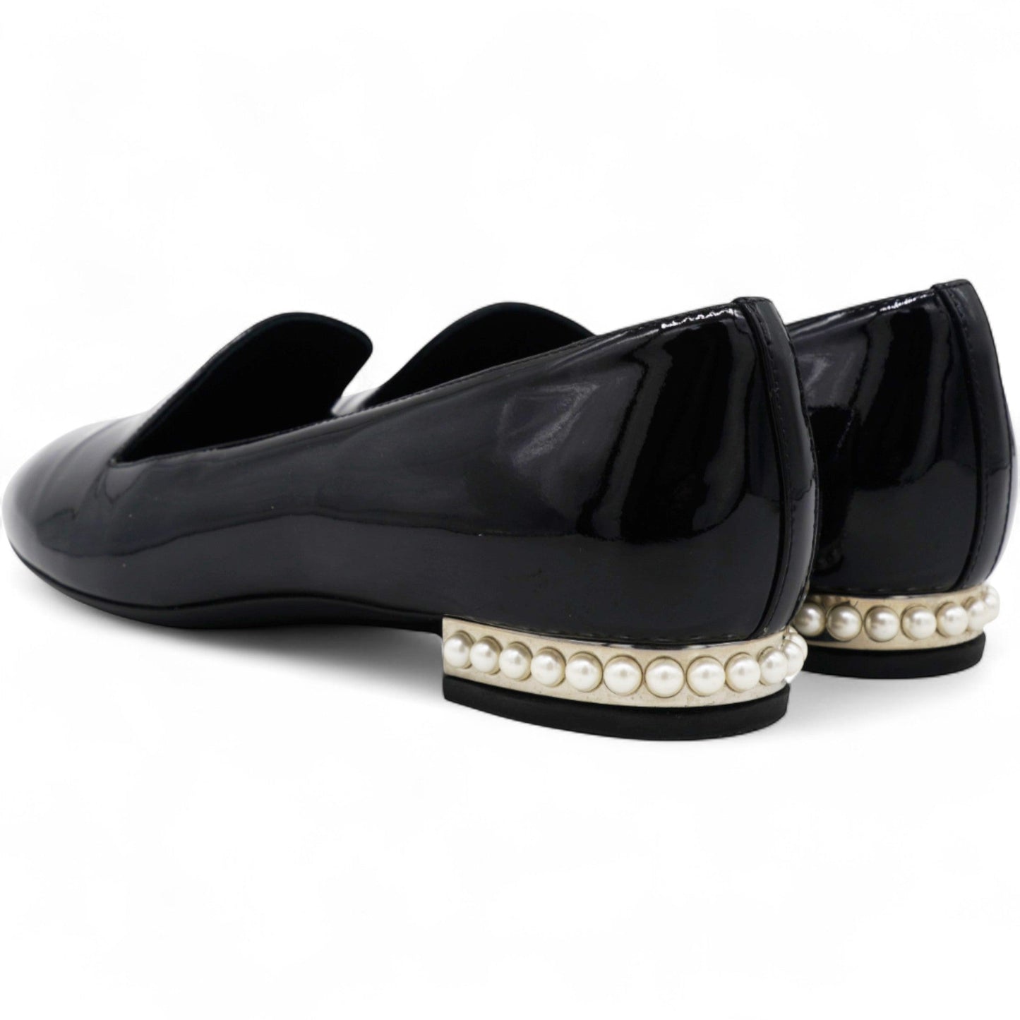 Patent Leather Pearl CC Loafers Black Size35.5