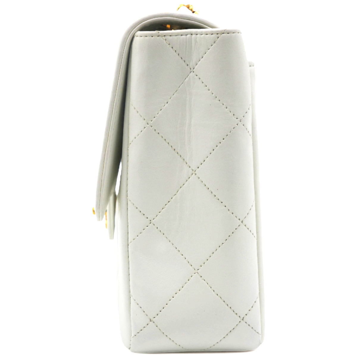 Lambskin Quilted Diana Bag White