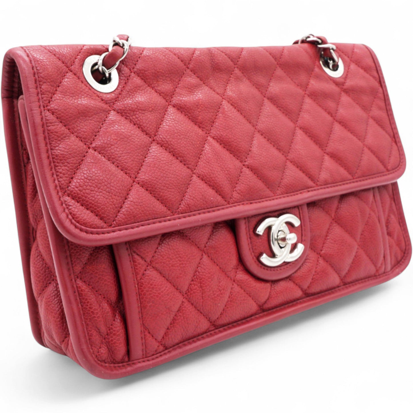 Caviar Quilted French Riviera Flap Red