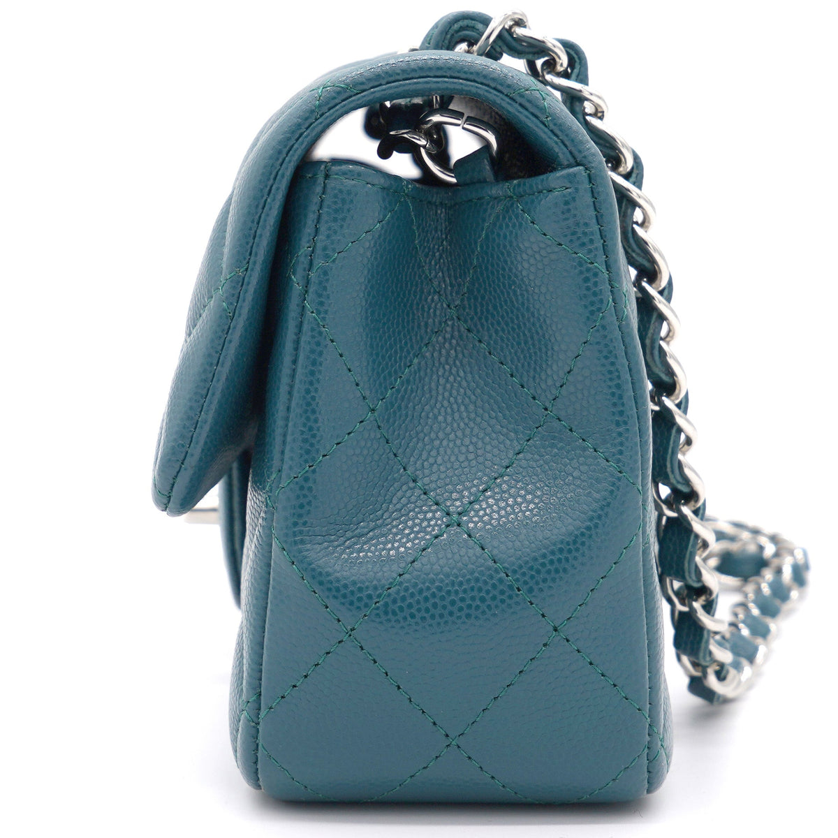 Blue Classic Caviar Leather Rectangular Mini Flap Bag