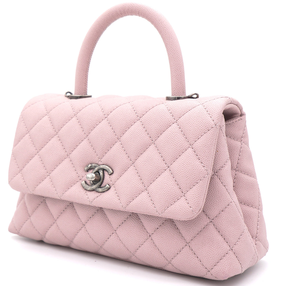 Pink Caviar Leather Small Coco Top Handle Bag