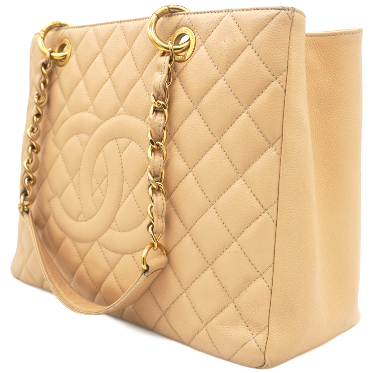 Caviar Quilted Grand Shopping Tote GST Beige Clair