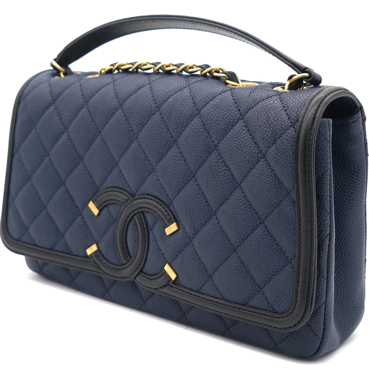CC Filigree Medium Caviar Navy Flap