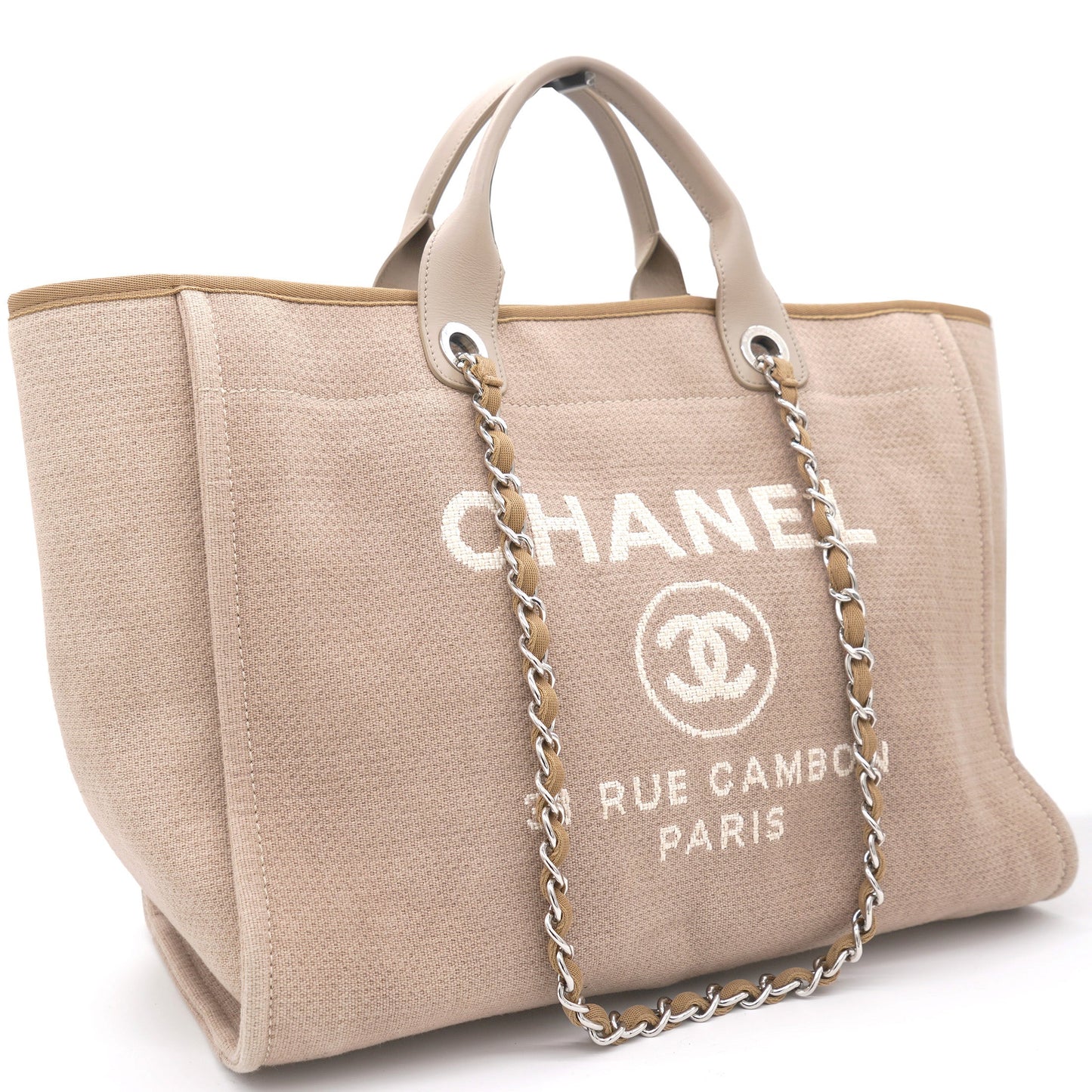 Beige Tweed Deauville Shopping Tote Bag