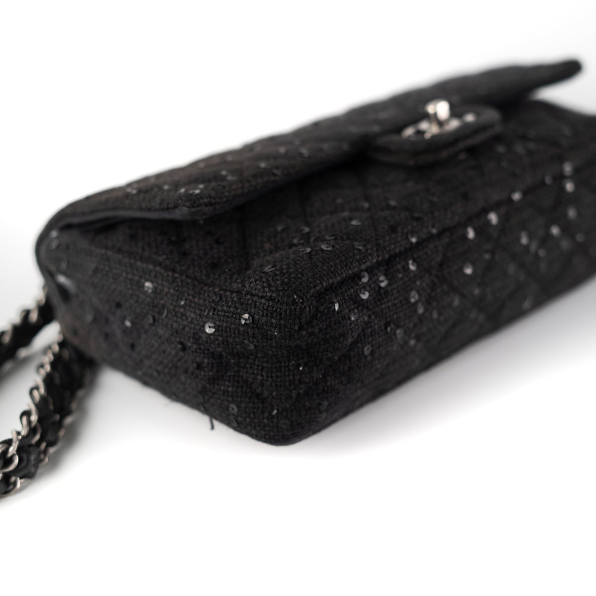 Chanel Quilted Sequins Tweed Flap Bag