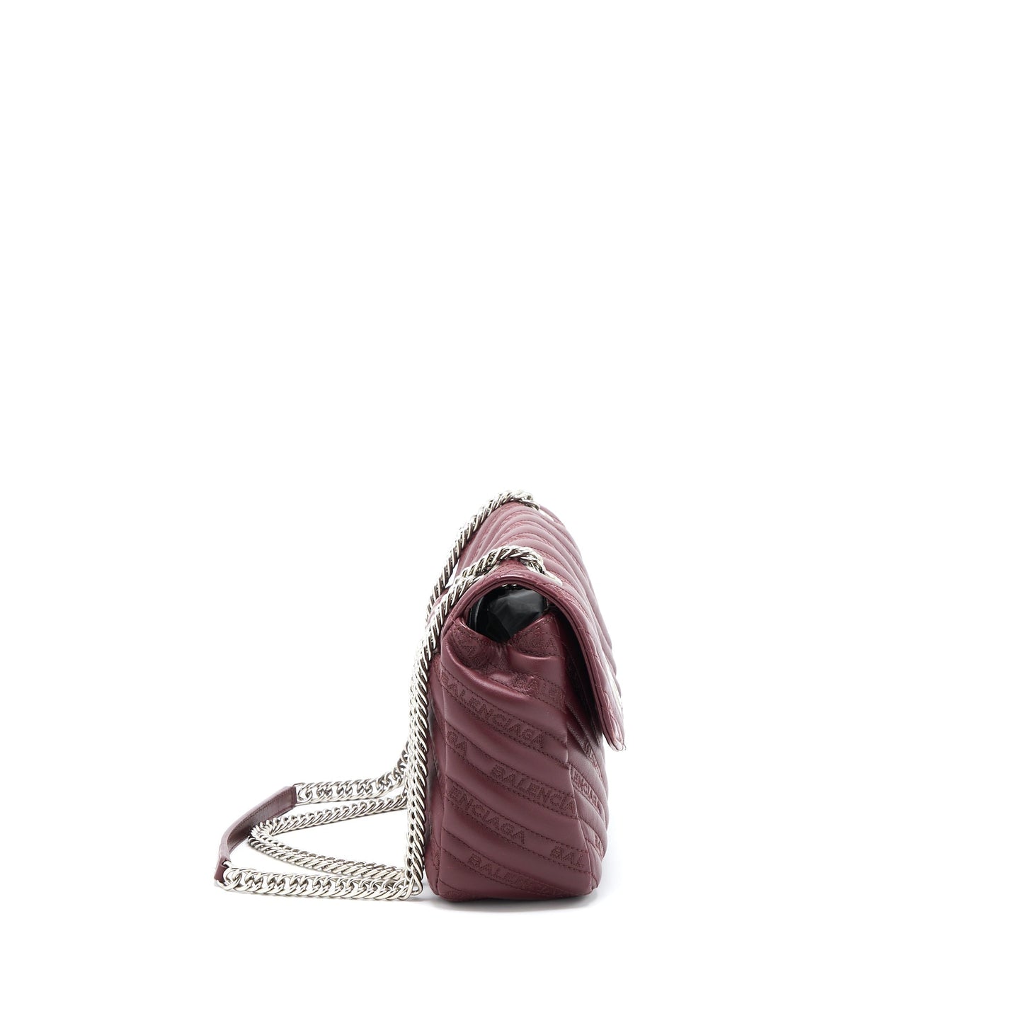 Balenciaga Logo Shoulder Bag Dark Red SHW