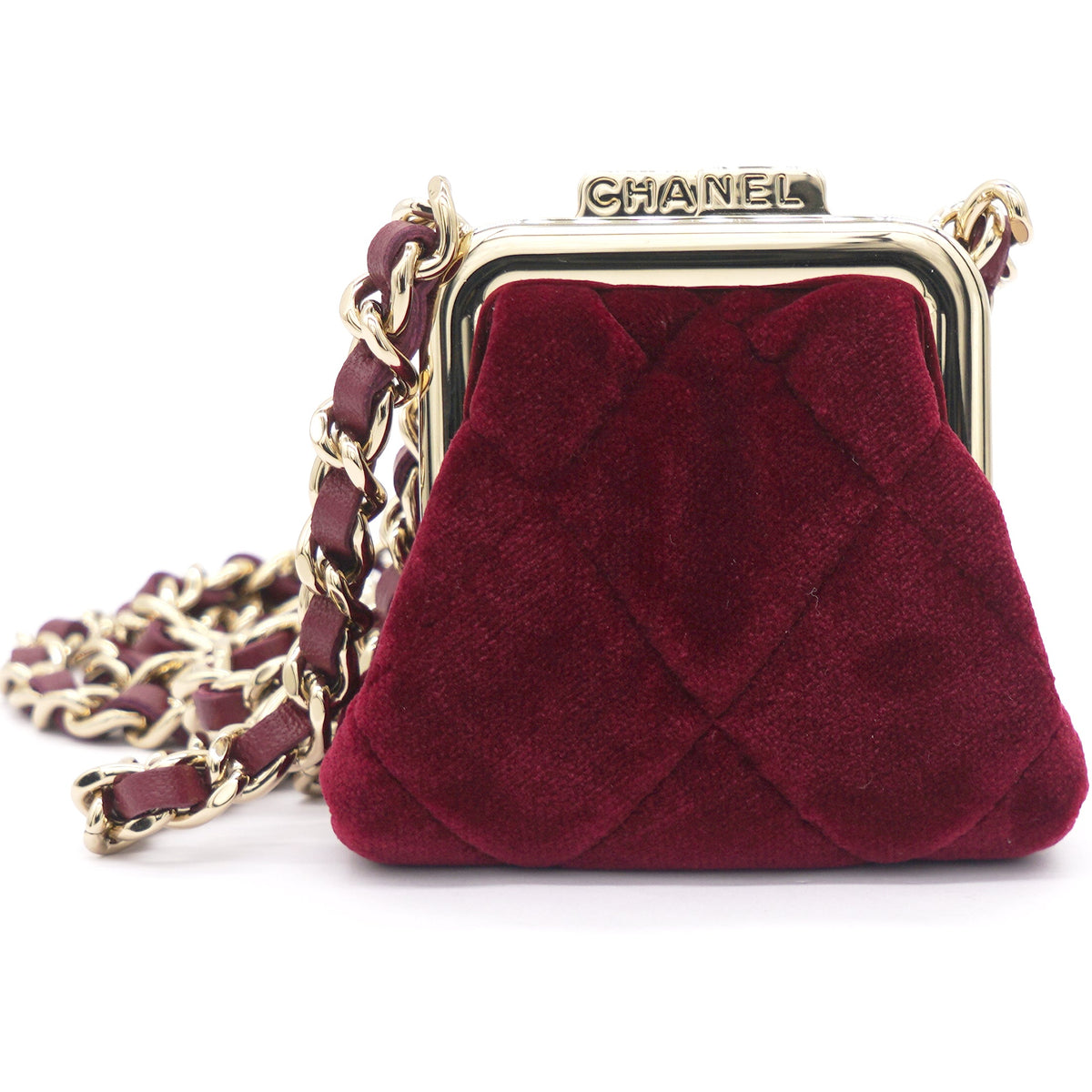 Red Velvet Clutch with Chain