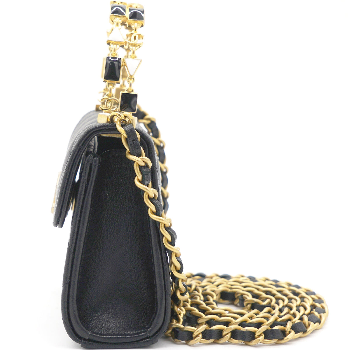 Mini Handle Clutch with Chain Black
