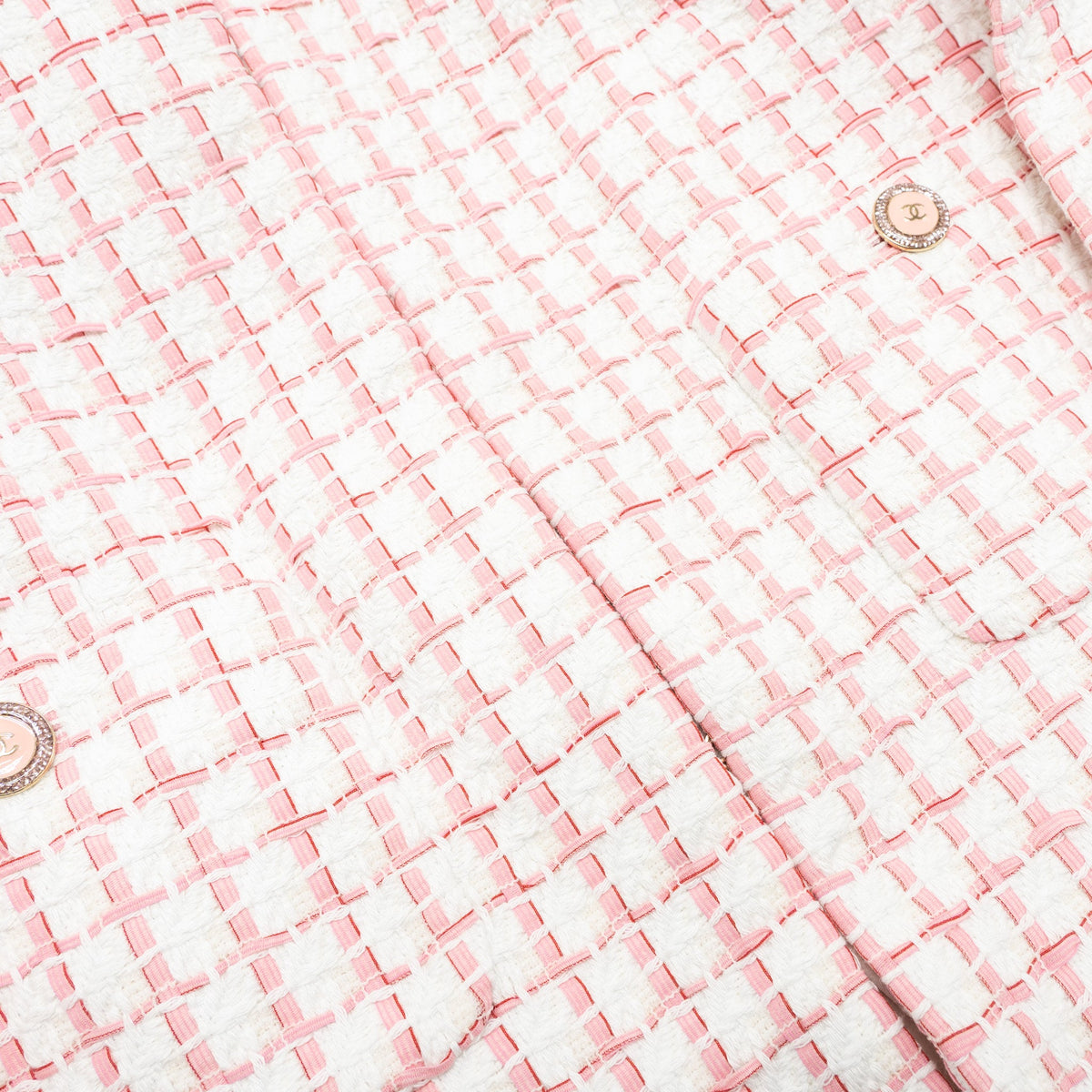Chanel Size 34 22S Tweed Jacket Cotton/Acrylic Light Pink/White