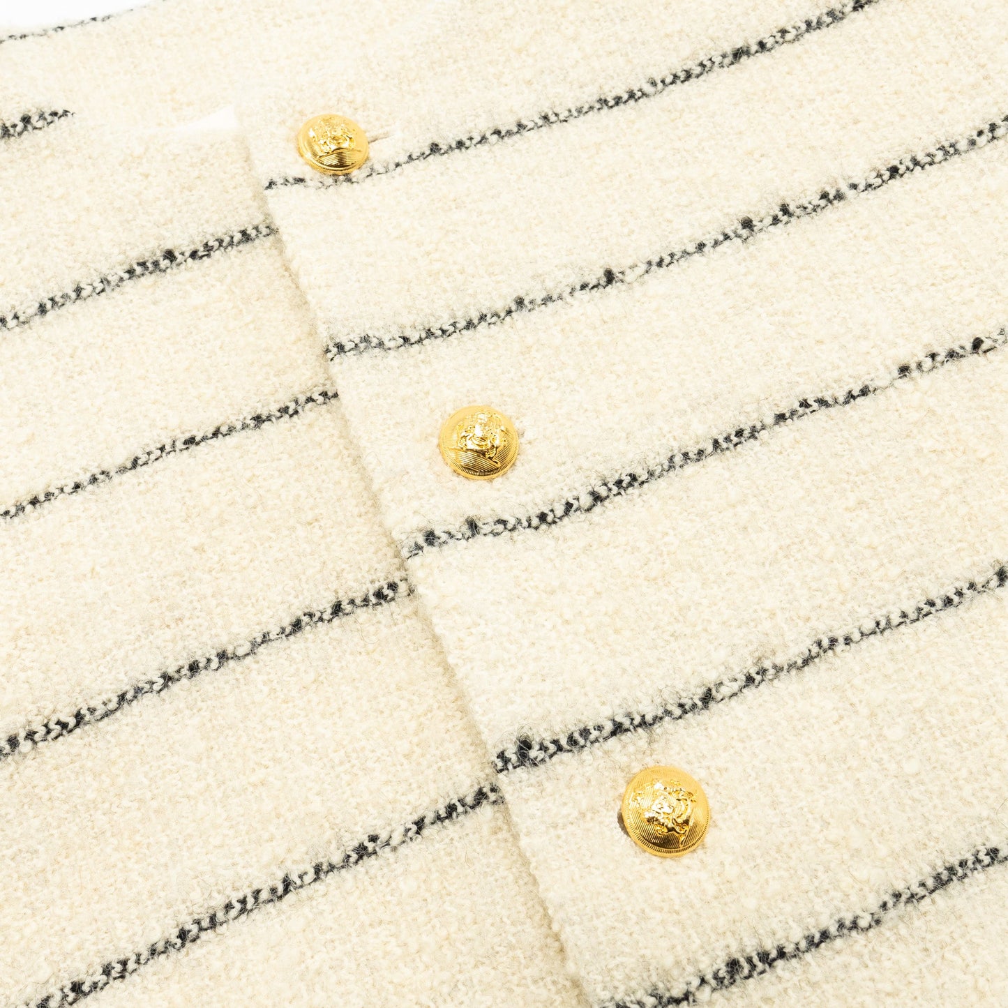 Celine size 34 Chasseur Striped Evening Jacket wool / polyamide cream / black