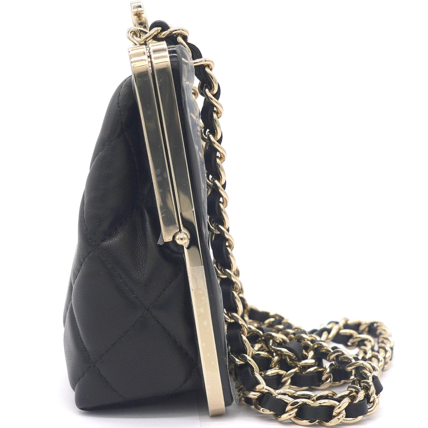 PVC Quilted Wallet On Chain Black