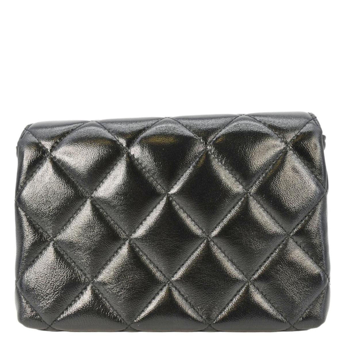 Chanel CC Pearl Quilted Leather Chain Crossbody Bag Black