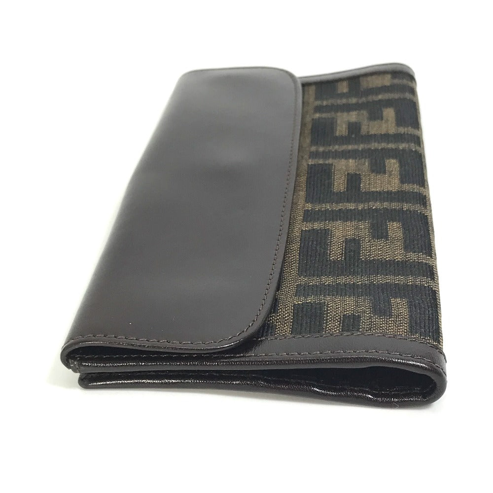FENDI Long Wallet Purse 2804-01339 Canvas / leather Brown Zucca Bill Compartment mens
