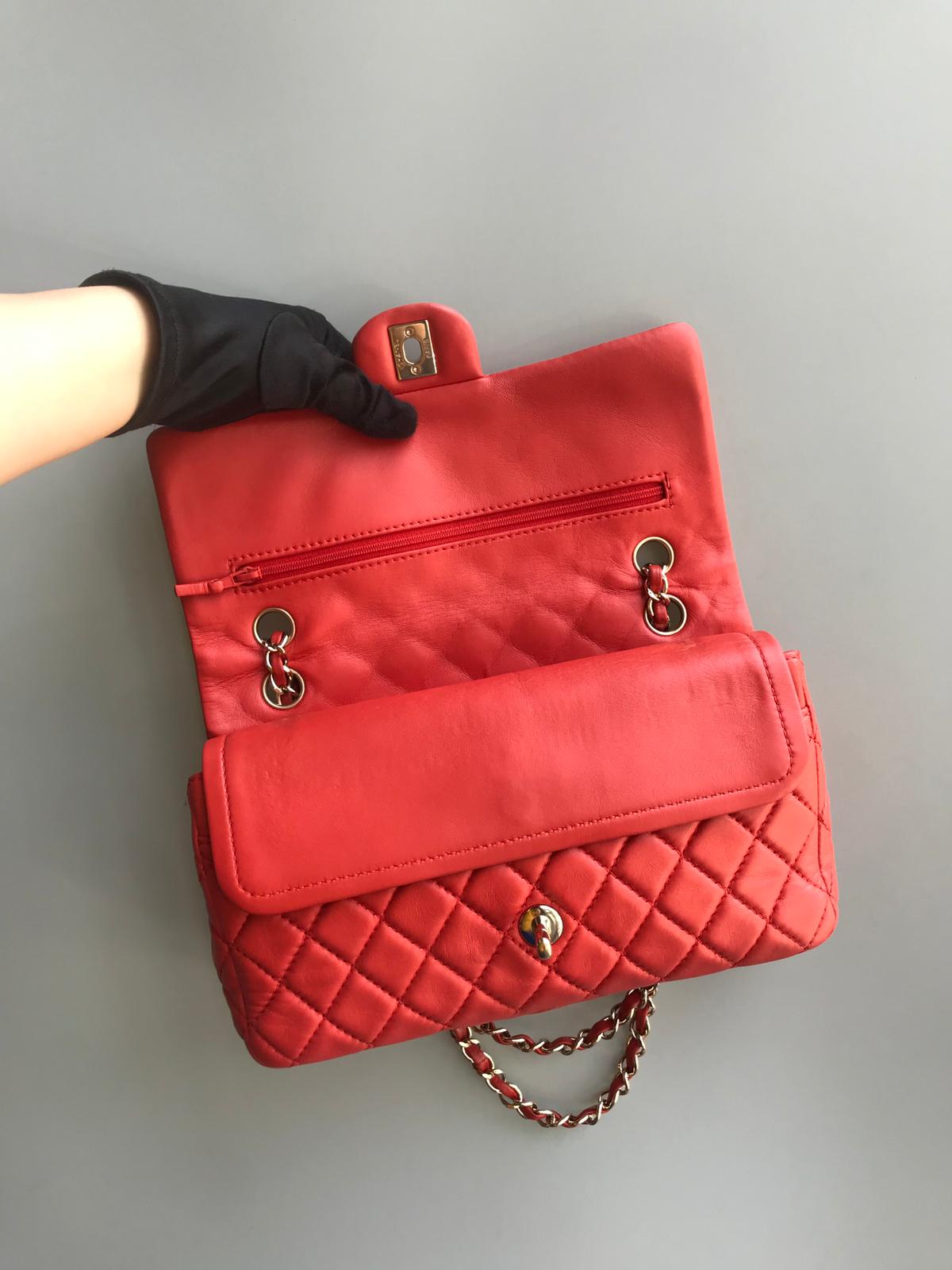 Timeless Classic Leather Double Flap Red Bag