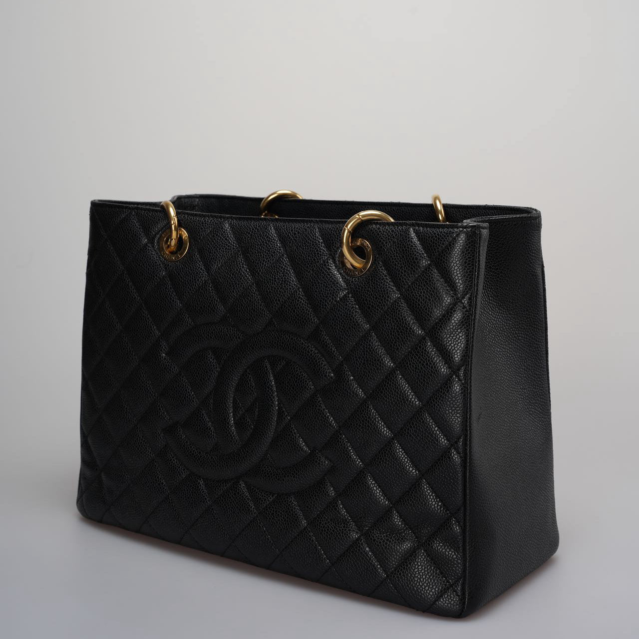 Chanel Medium Grand Shopping Tote Black GST Bag in caviar Leather with Gold Hardware from 2013