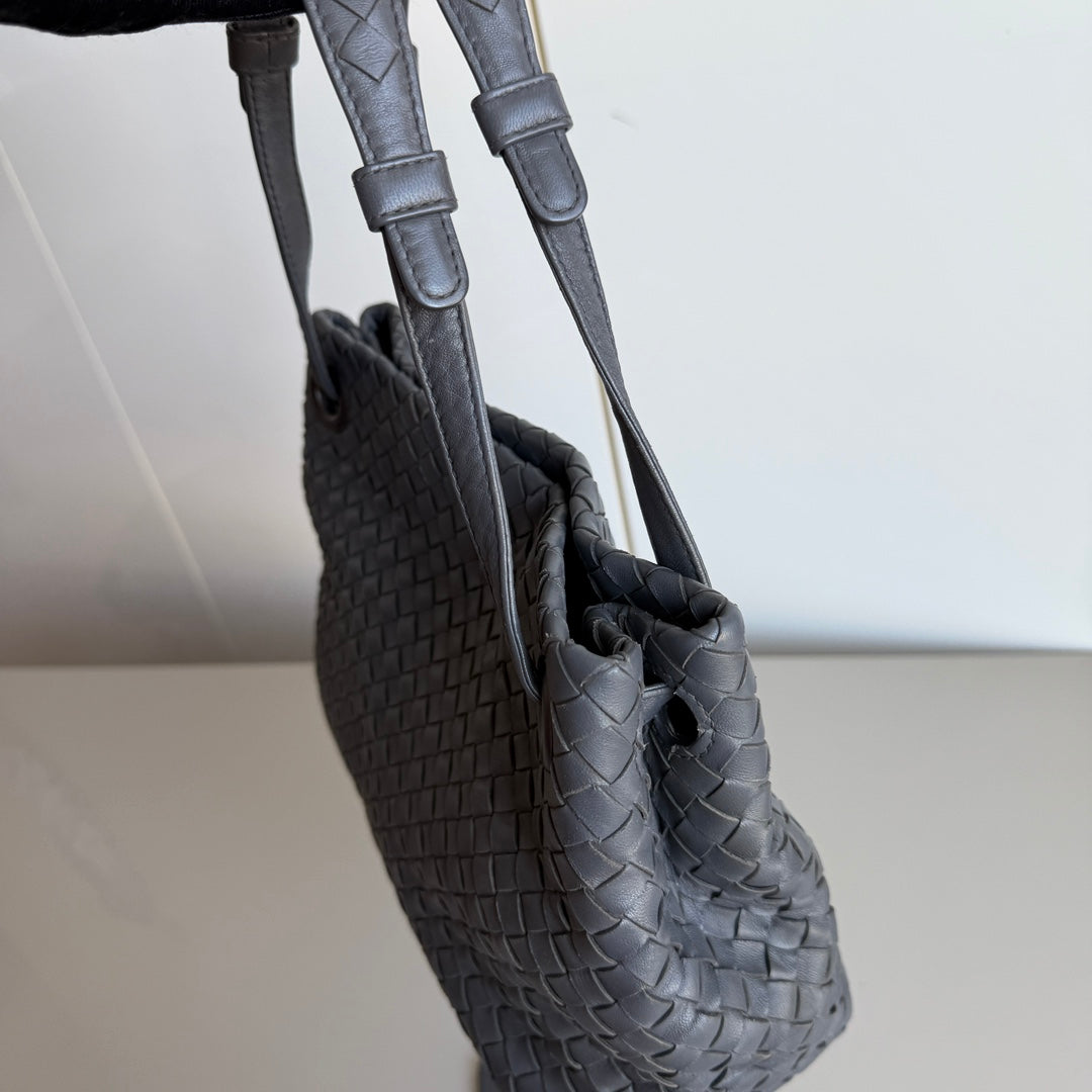 Bottega Veneta Garda Bag Small Grey Intrecciato Leather 25cm