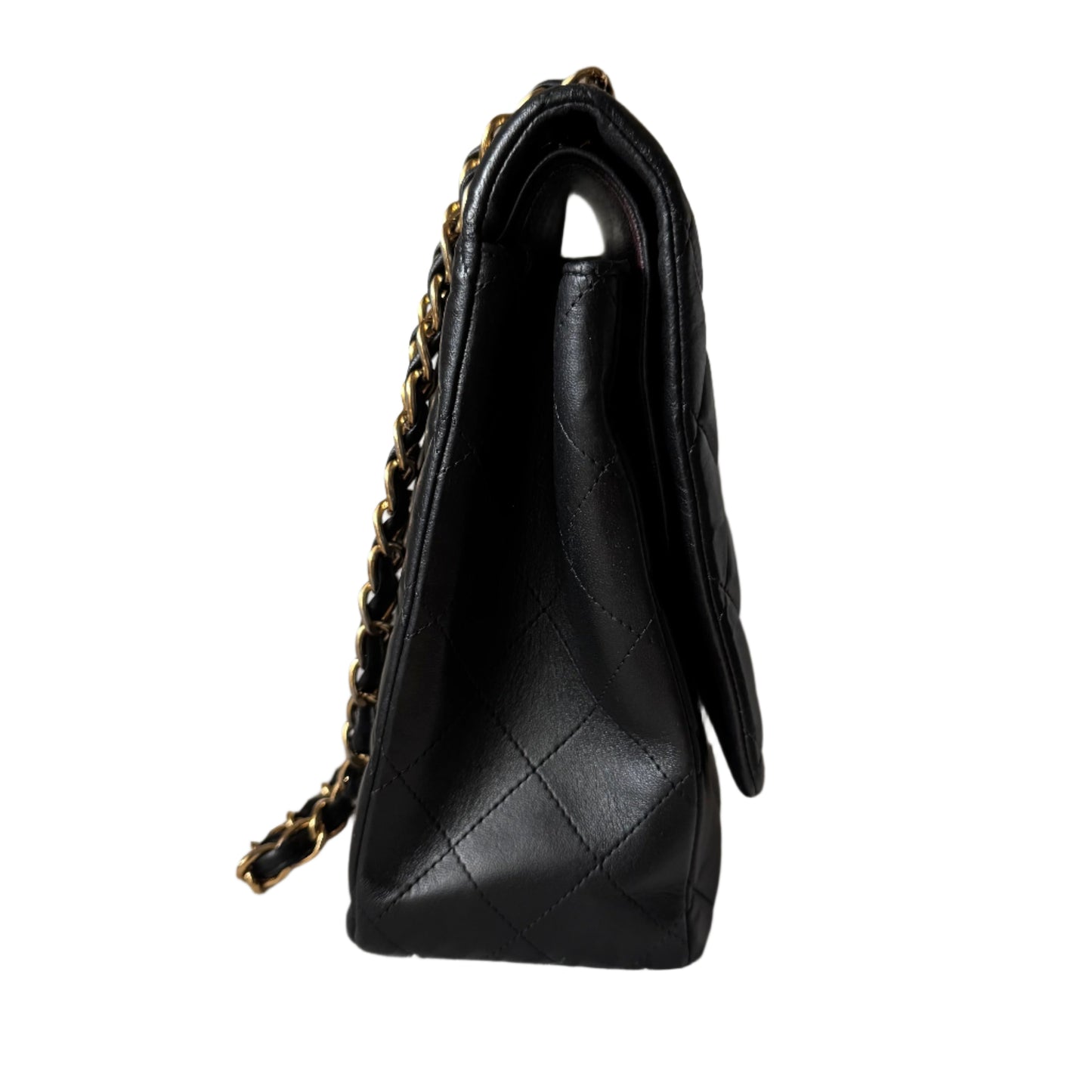 Chanel Classic Flap Maxi Black Lambskin Leather Double Flap with Gold-tone Hardware