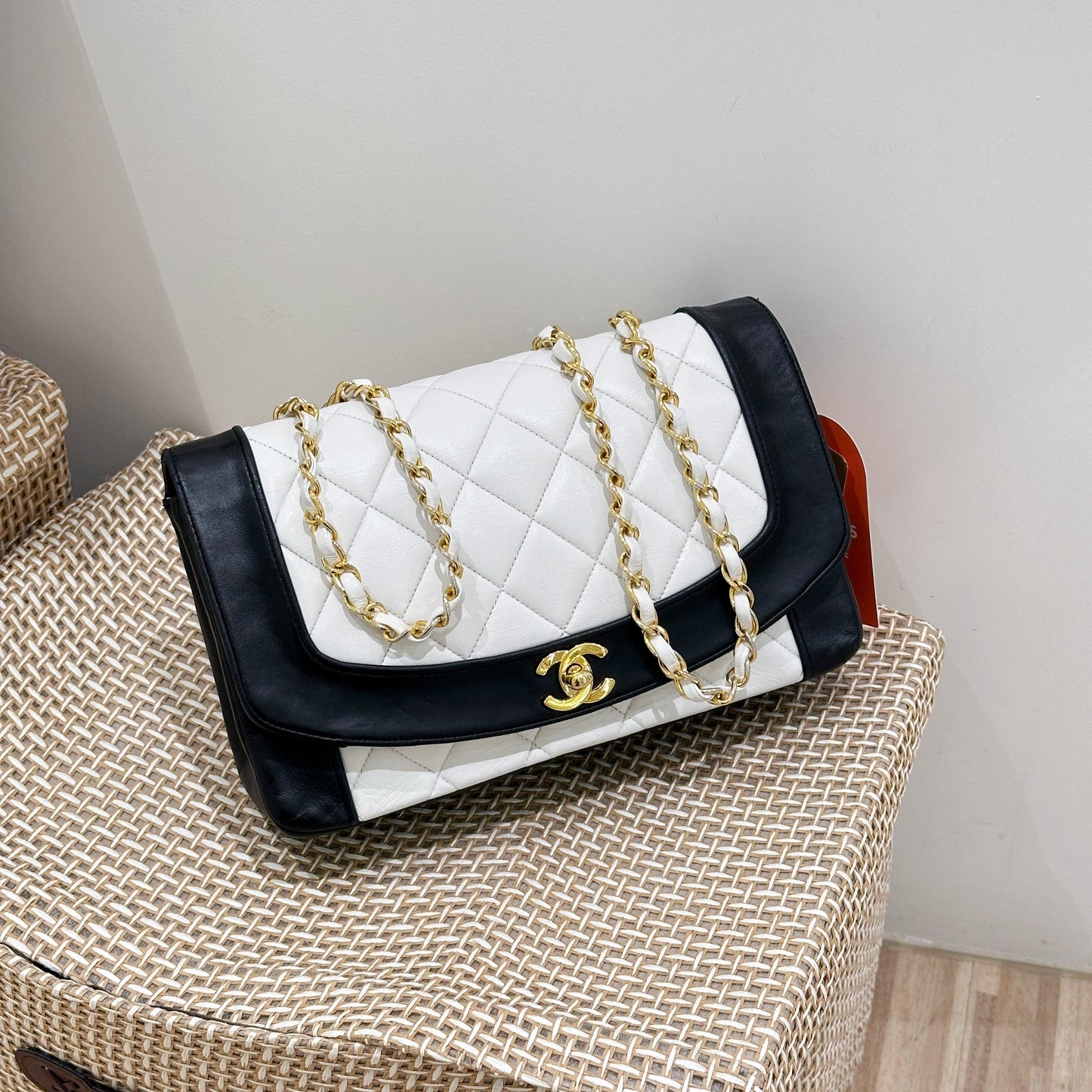 Chanel Vintage Black/White Lambskin Dianan Class Flap 25cm