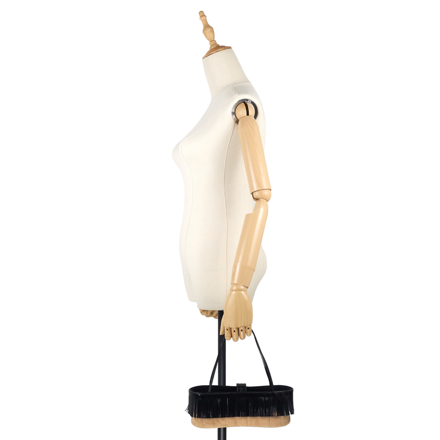 Suede and Patent Leather Mini Fringe Handbag