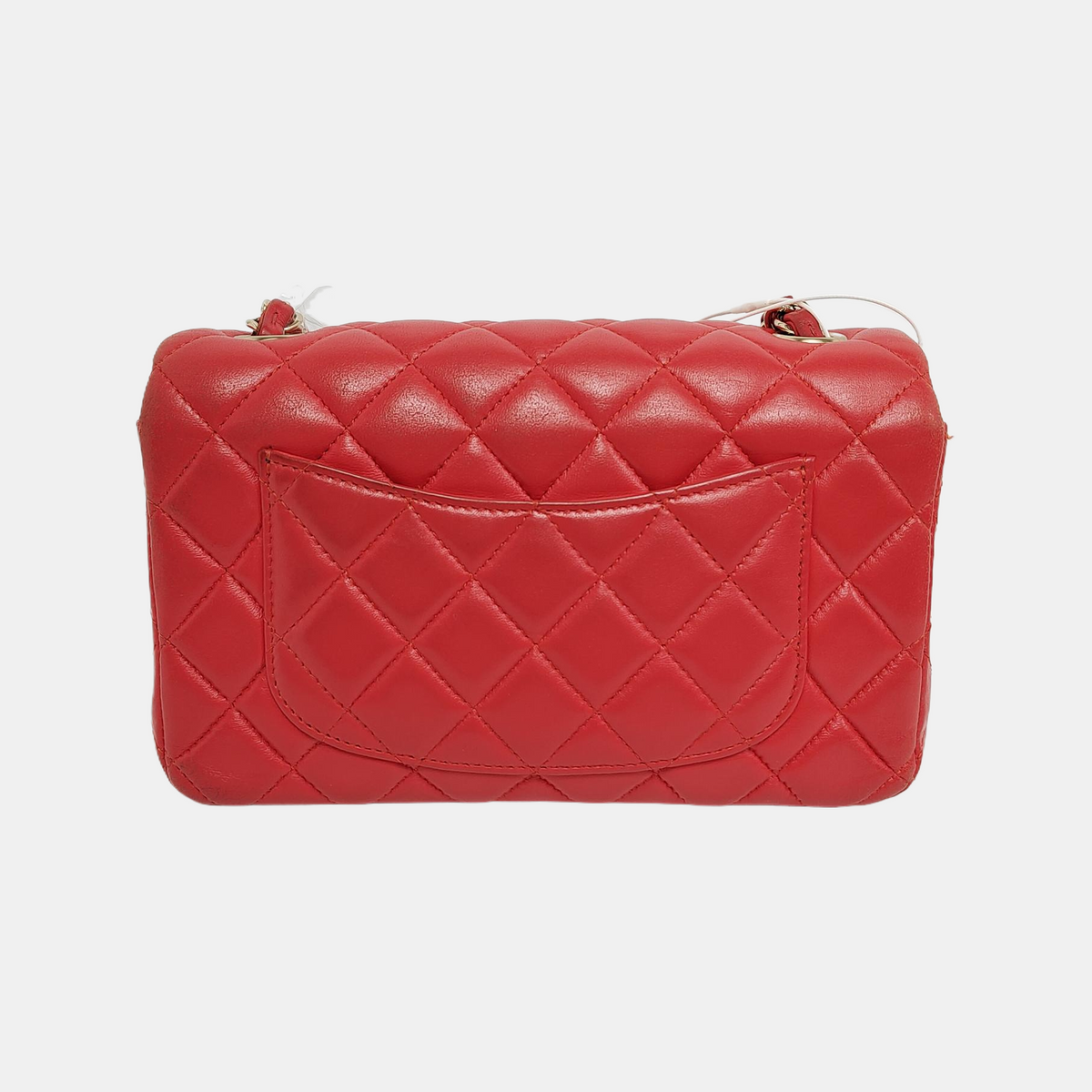 Chanel Classic Flap Rectangular Mini Red Lambskin Leather Gold-tone Hardware