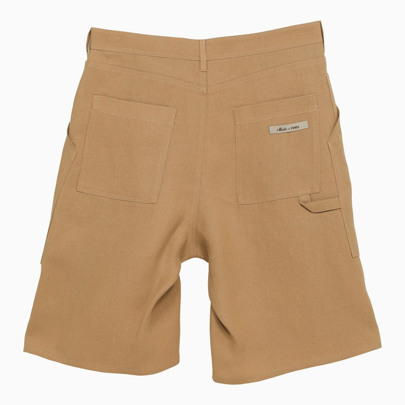 Fendi Beige Canvas Bermuda Shorts Men