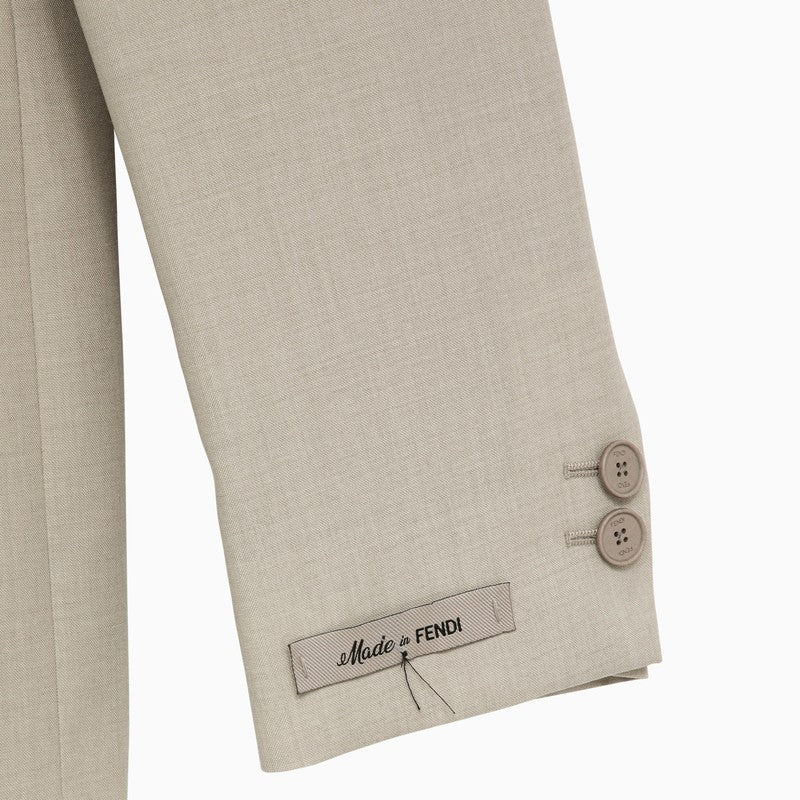 Fendi Beige Single-Breasted Jacket In Wool Men