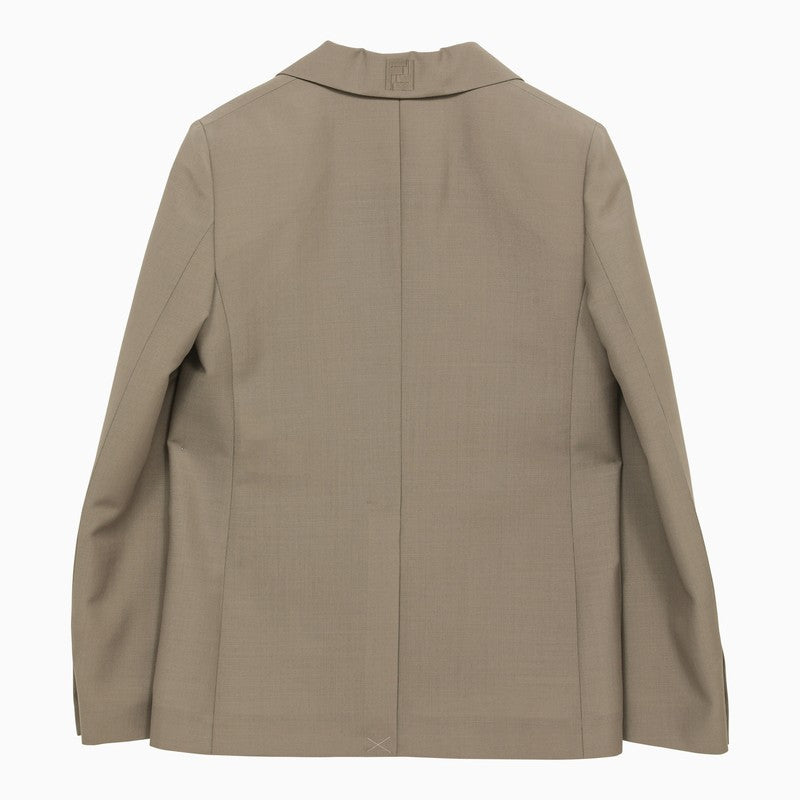 Fendi Single-Breasted Jacket In Turtledove Mohair Women